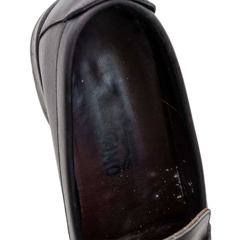 SALVATORE FERRAGAMO Men's‎ Size 8.5 D Black Leather Horsebit Loafers Italy
